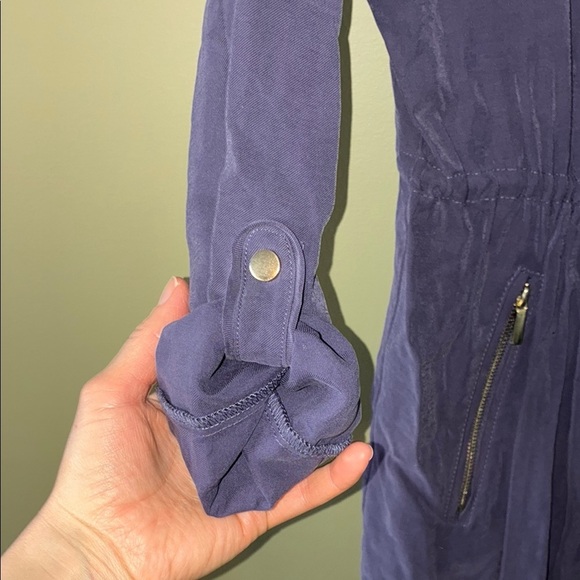 Kismet Utility Jacket Blue with Cinched Waist and Collared Neckline - Picture 7 of 15